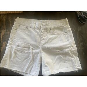 Madewell White Distressed Denim Shorts